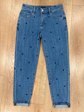 Talbots Everyday Relaxed Jean Embroidered Floral Crop Jeans Size 2